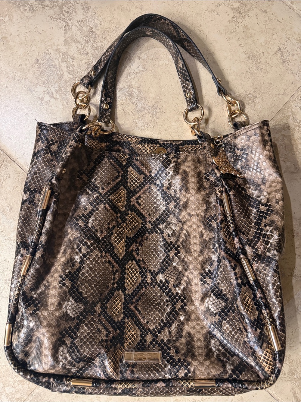 Jessica Simpson Snake-Print Tote in Brown and Black